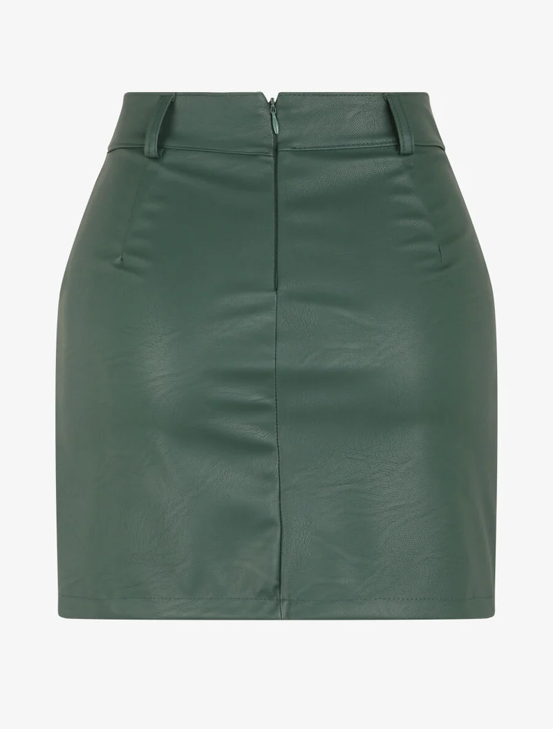 Jupe portefeuille en simili - Vert