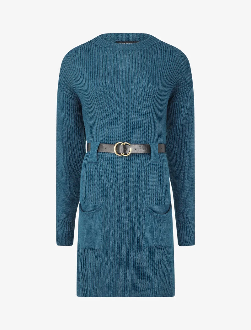 Robe pull à col montant - Bleu