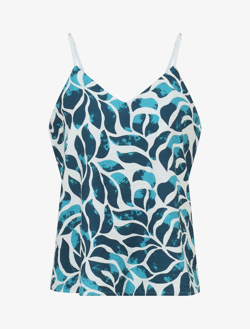 Ensemble caraco et pantalon imprimé abstrait - Turquoise