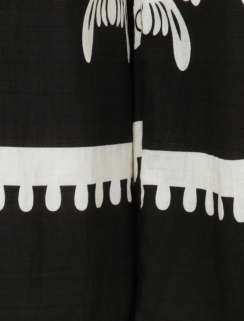 Ensemble top sans manches et pantalon imprimé ikat - Noir