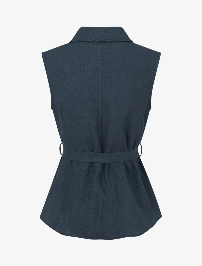 Ensemble top sans manches et pantalon - Bleu pétrole