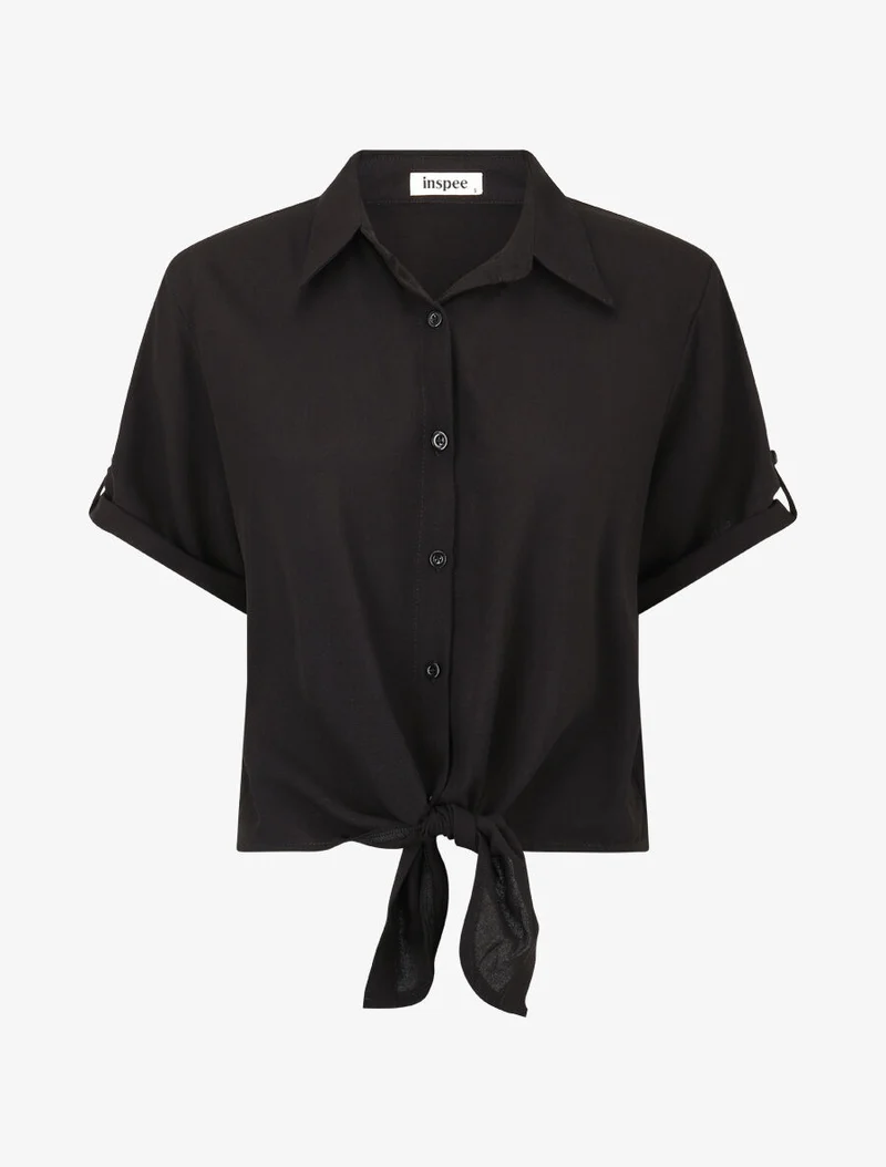 Ensemble top à nouer et pantalon - Noir