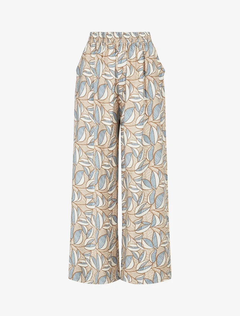 Ensemble top sans manches et pantalon imprimé wax - Beige