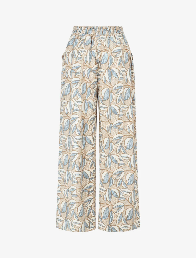 Ensemble top sans manches et pantalon imprimé wax - Beige