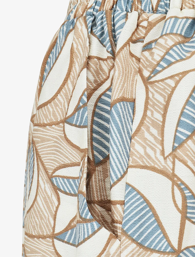 Ensemble top sans manches et pantalon imprimé wax - Beige