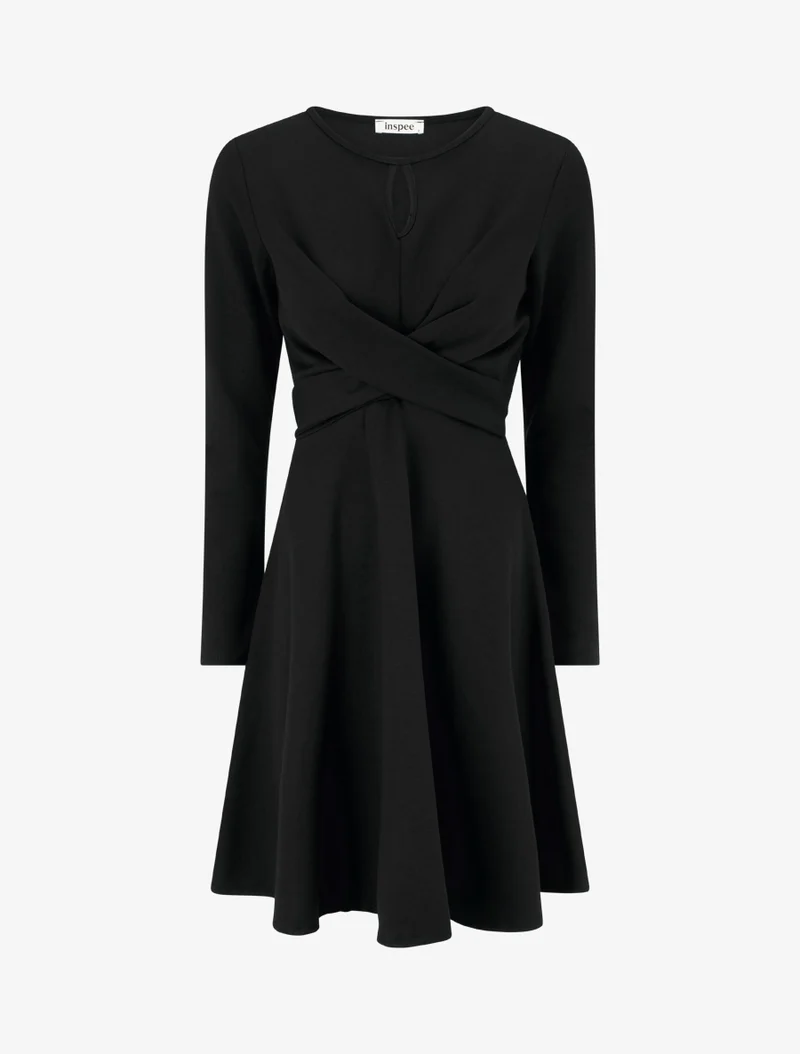 Robe patineuse à taille effet croisé - Noir