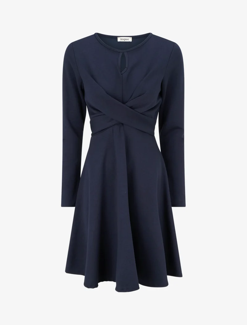 Robe patineuse à taille effet croisé - Marine