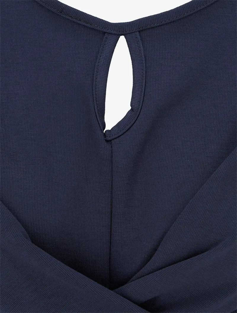 Robe patineuse à taille effet croisé - Marine