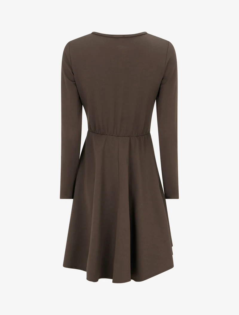 Robe patineuse à taille effet croisé - Marron