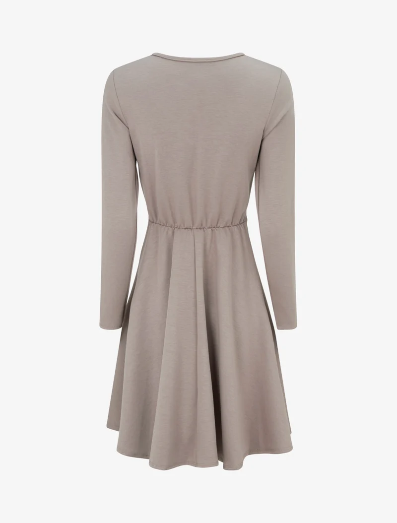 Robe patineuse à taille effet croisé - Taupe