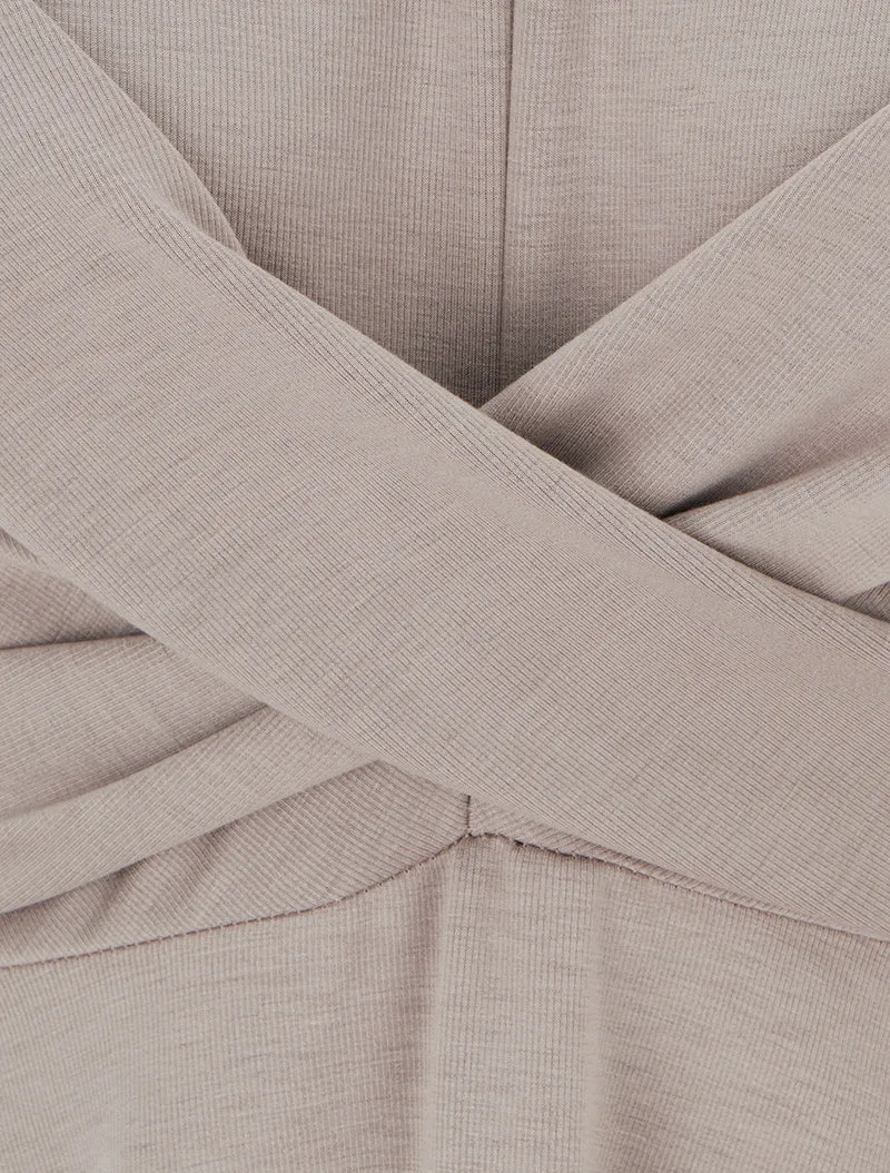 Robe patineuse à taille effet croisé - Taupe