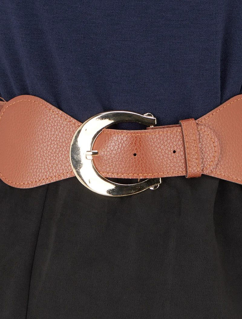 Robe bimatière coupe droite - Marine
