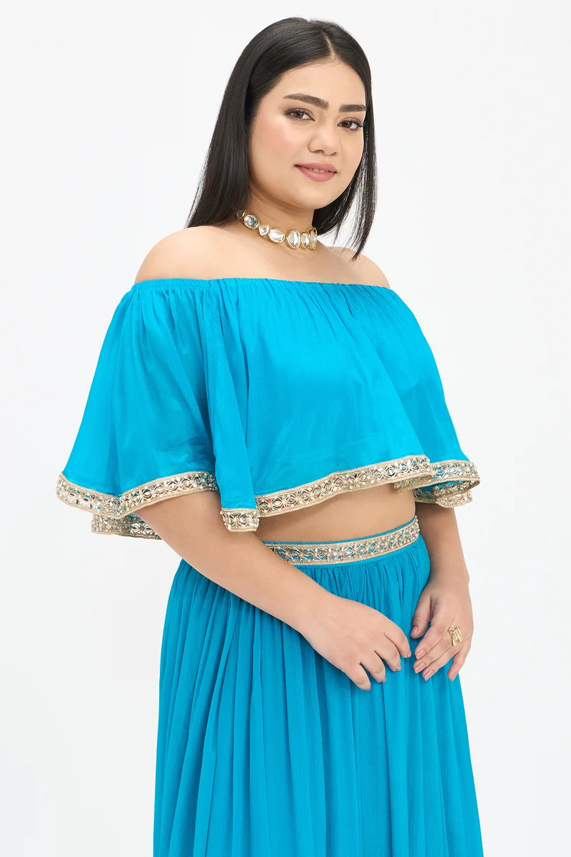 Arni Top|100% Viscose Off-Shoulder Crop Top