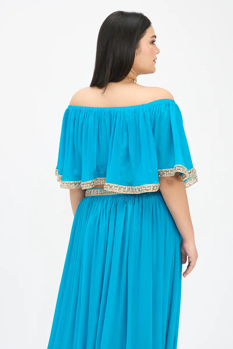 Arni Top|100% Viscose Off-Shoulder Crop Top