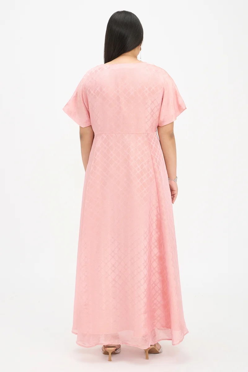 Rupal|Viscose Jacquard Fit And Flare Maxi Dress