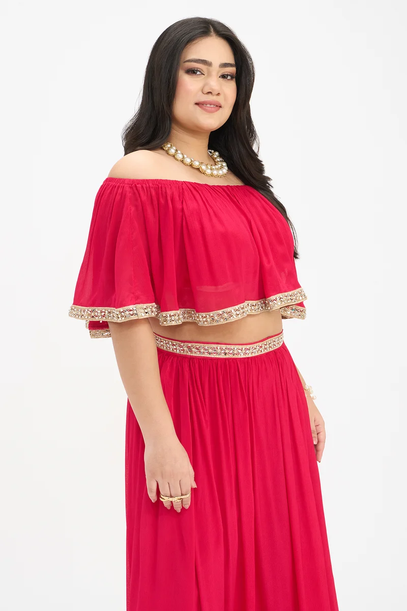 Veena Top|100% Viscose Off-Shoulder Crop Top