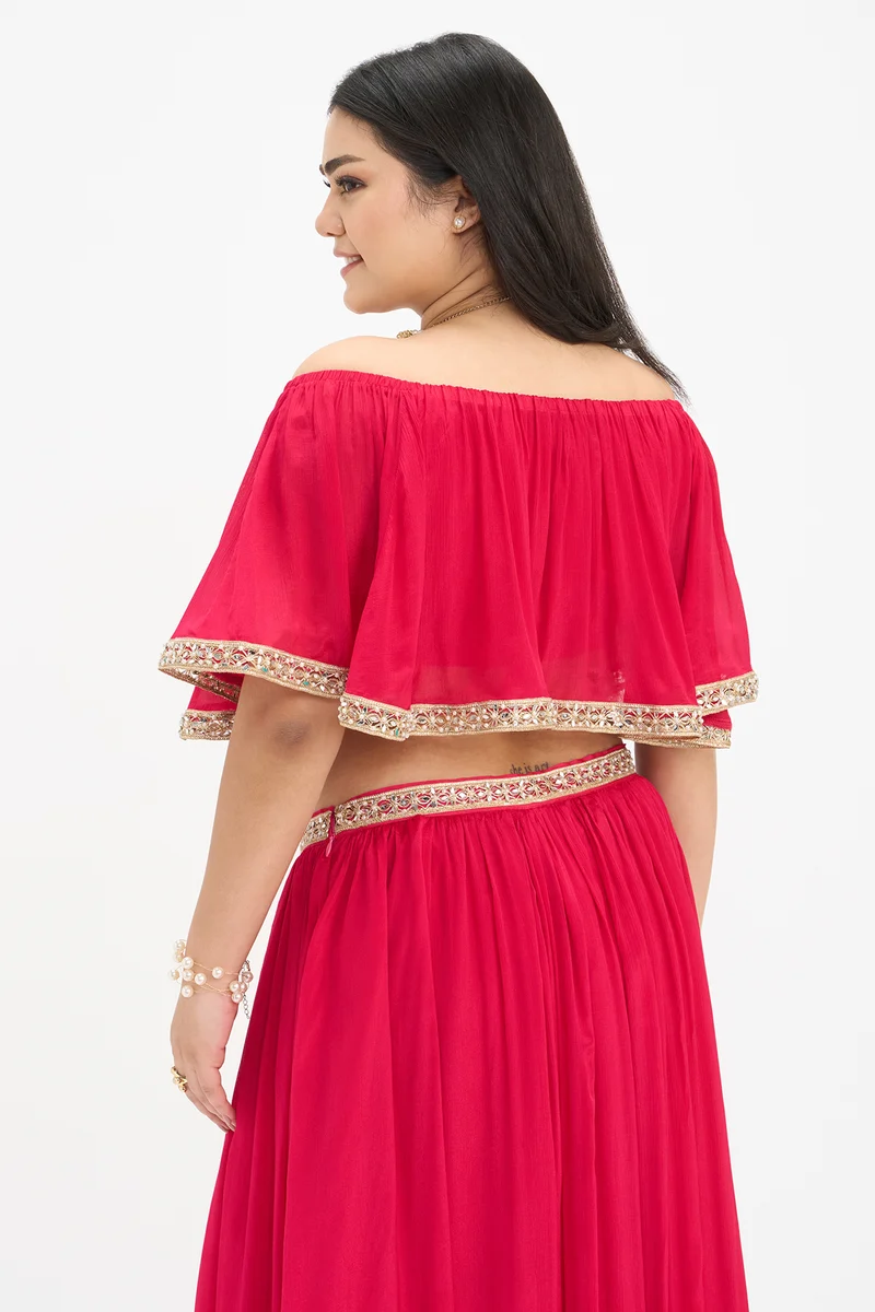 Veena Top|100% Viscose Off-Shoulder Crop Top