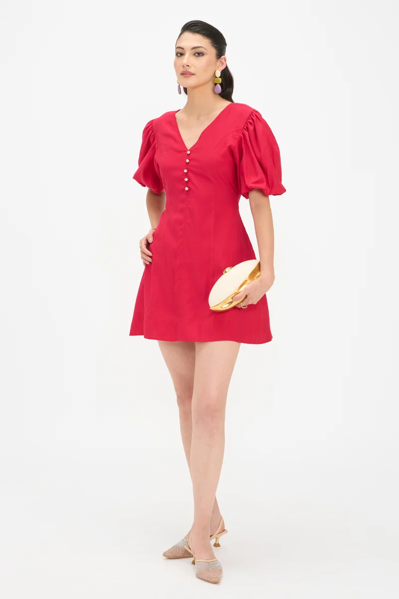Deshika|100% Viscose A-Line Mini Dress