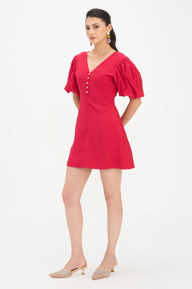 Deshika|100% Viscose A-Line Mini Dress
