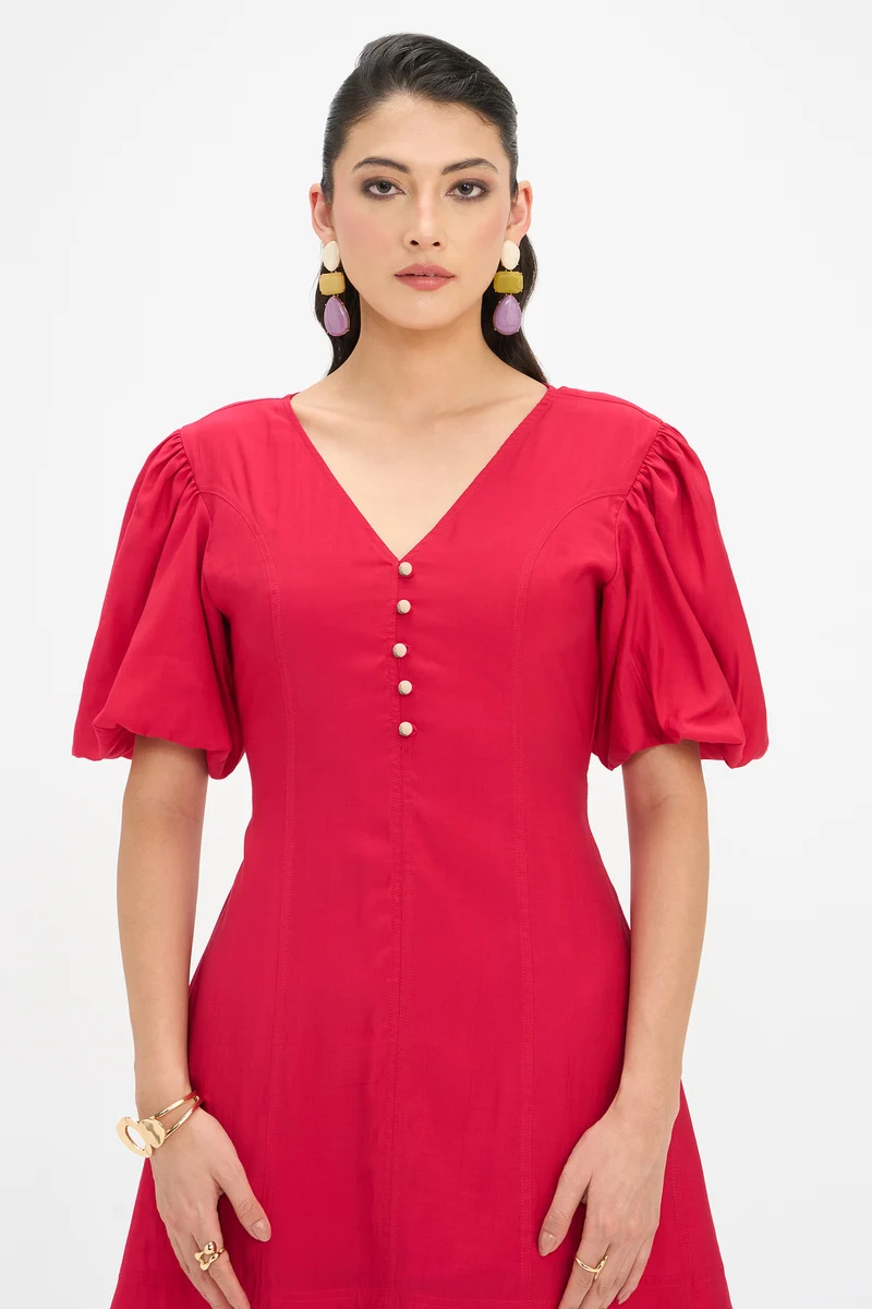 Deshika|100% Viscose A-Line Mini Dress