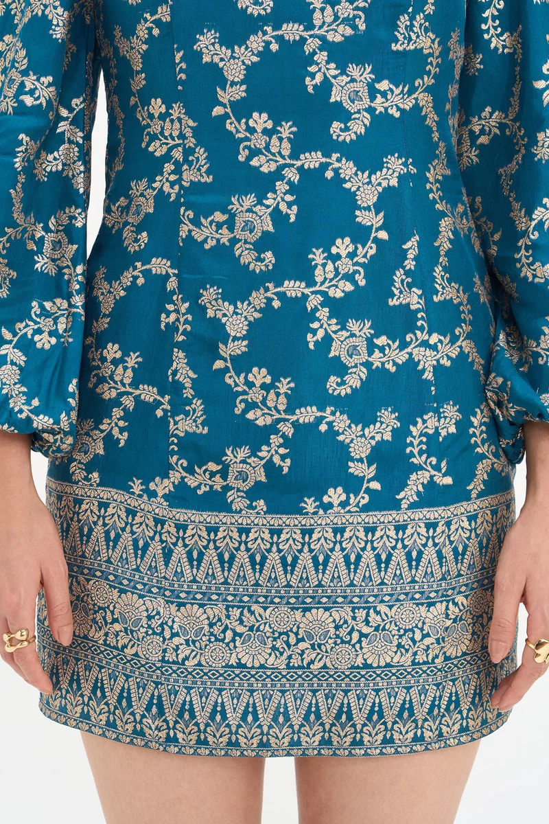 Ritu|100% Viscose Baloon Sleeve Mini Dress