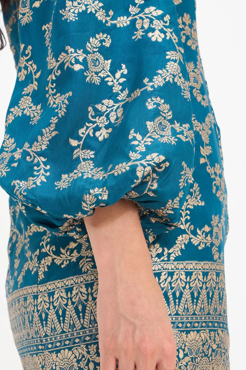 Ritu|100% Viscose Baloon Sleeve Mini Dress
