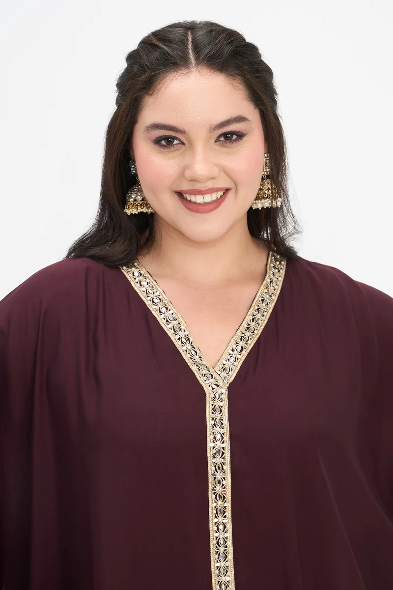 Vilasini|Viscose Kaftan Maxi Dress With Lace