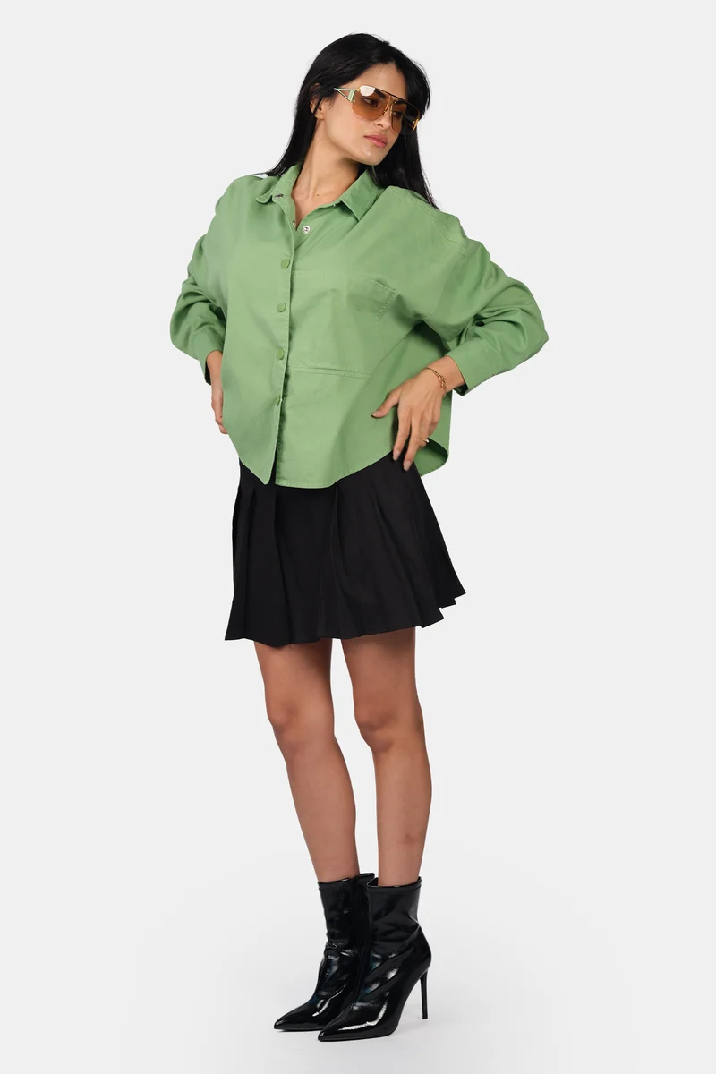 Lita|100% Cotton Relaxed Fit Wide Pocket Shirt
