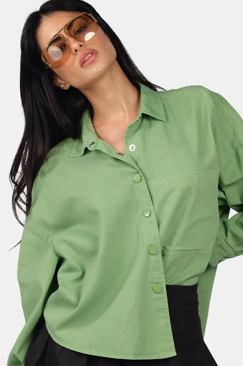 Lita|100% Cotton Relaxed Fit Wide Pocket Shirt