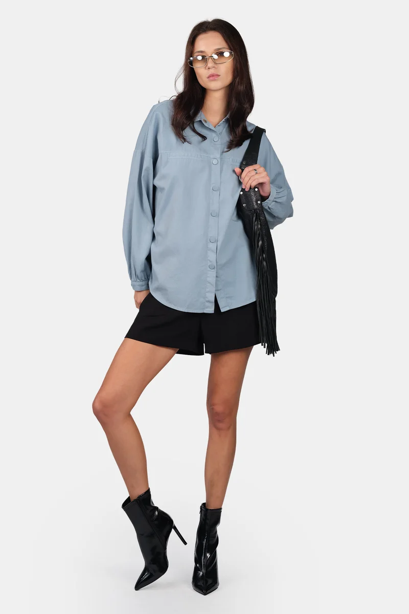 Jarani|100% Cotton Oversized Welt Pocket Shirt