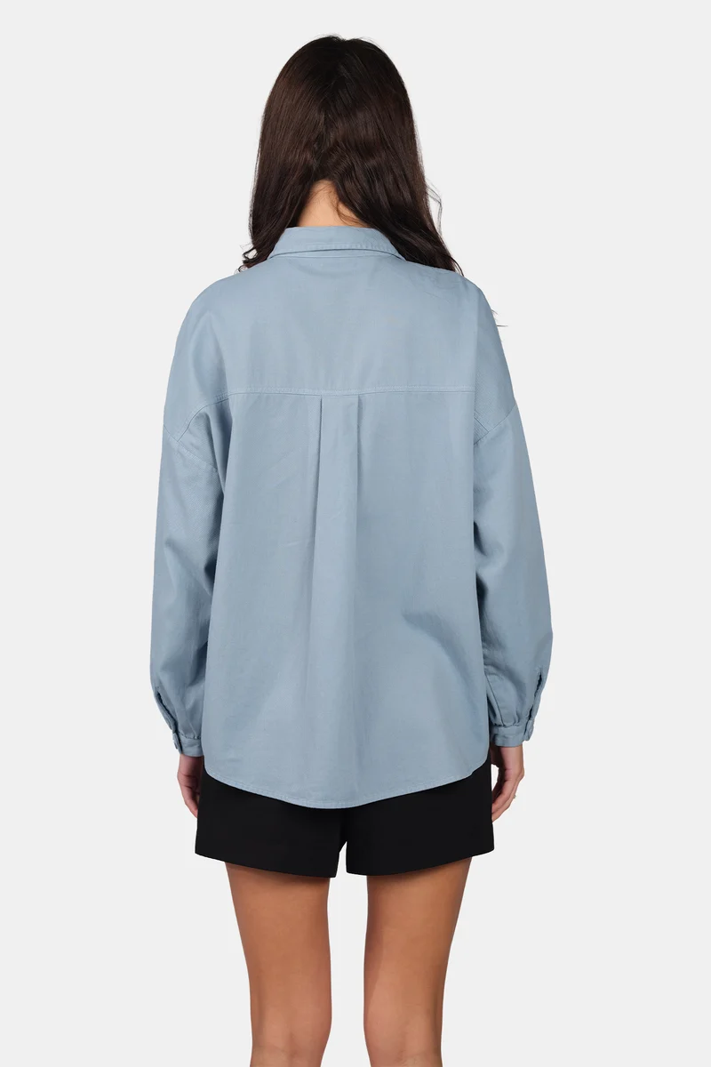 Jarani|100% Cotton Oversized Welt Pocket Shirt