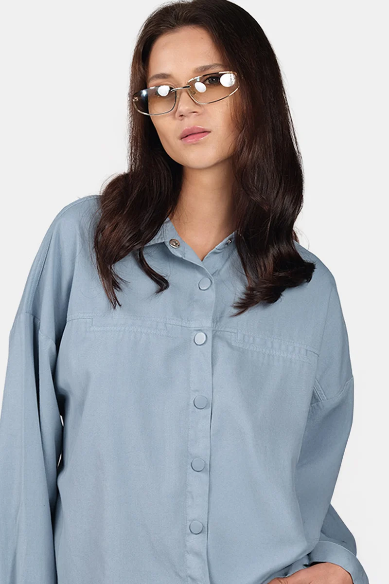 Jarani|100% Cotton Oversized Welt Pocket Shirt