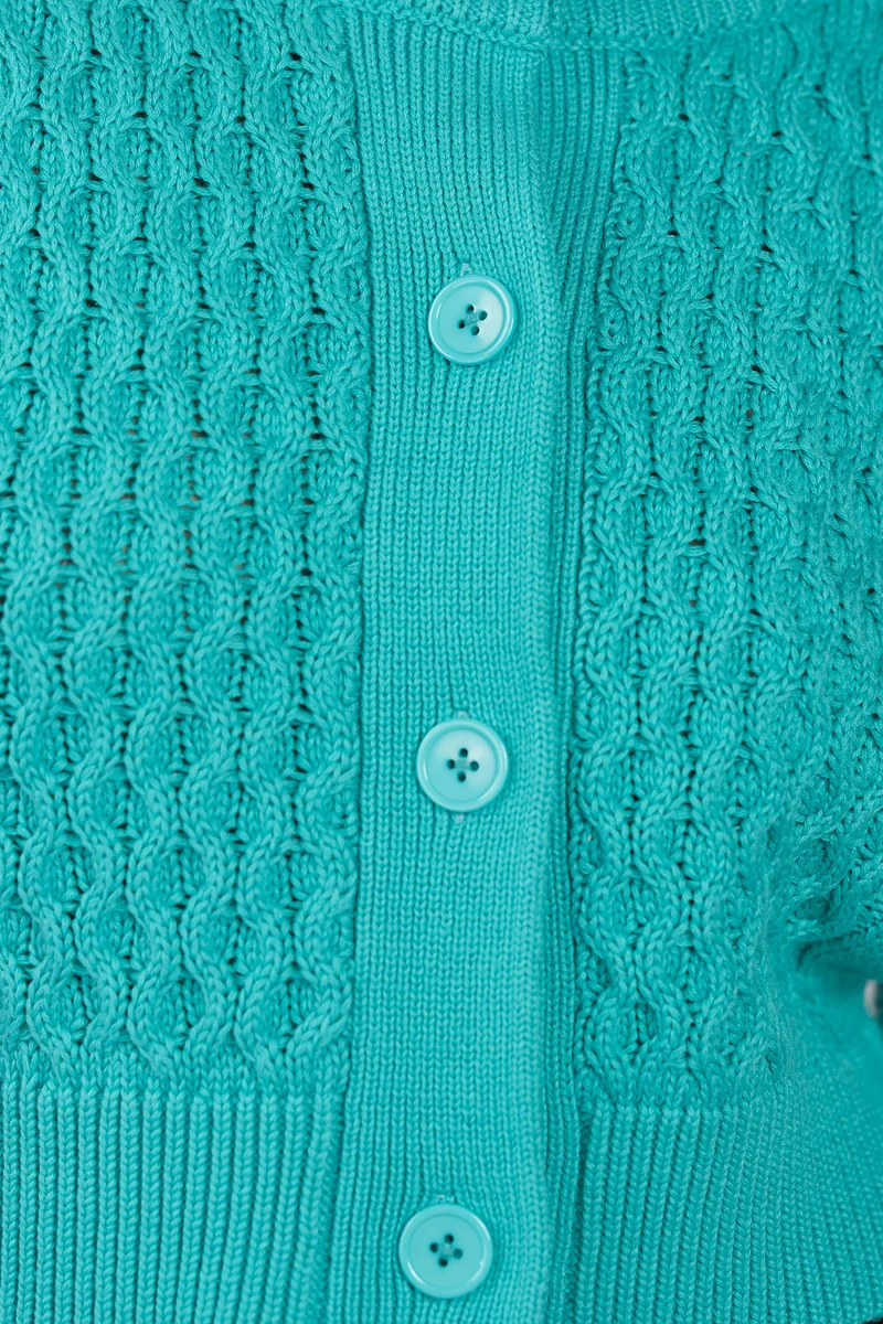Vivi|100% Cotton Cable Knit Crop Cardigan