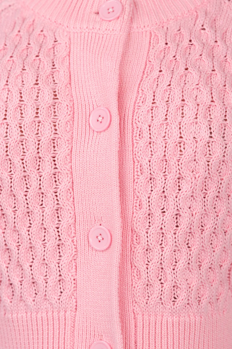 Luli|100% Cotton Cable Knit Crop Cardigan
