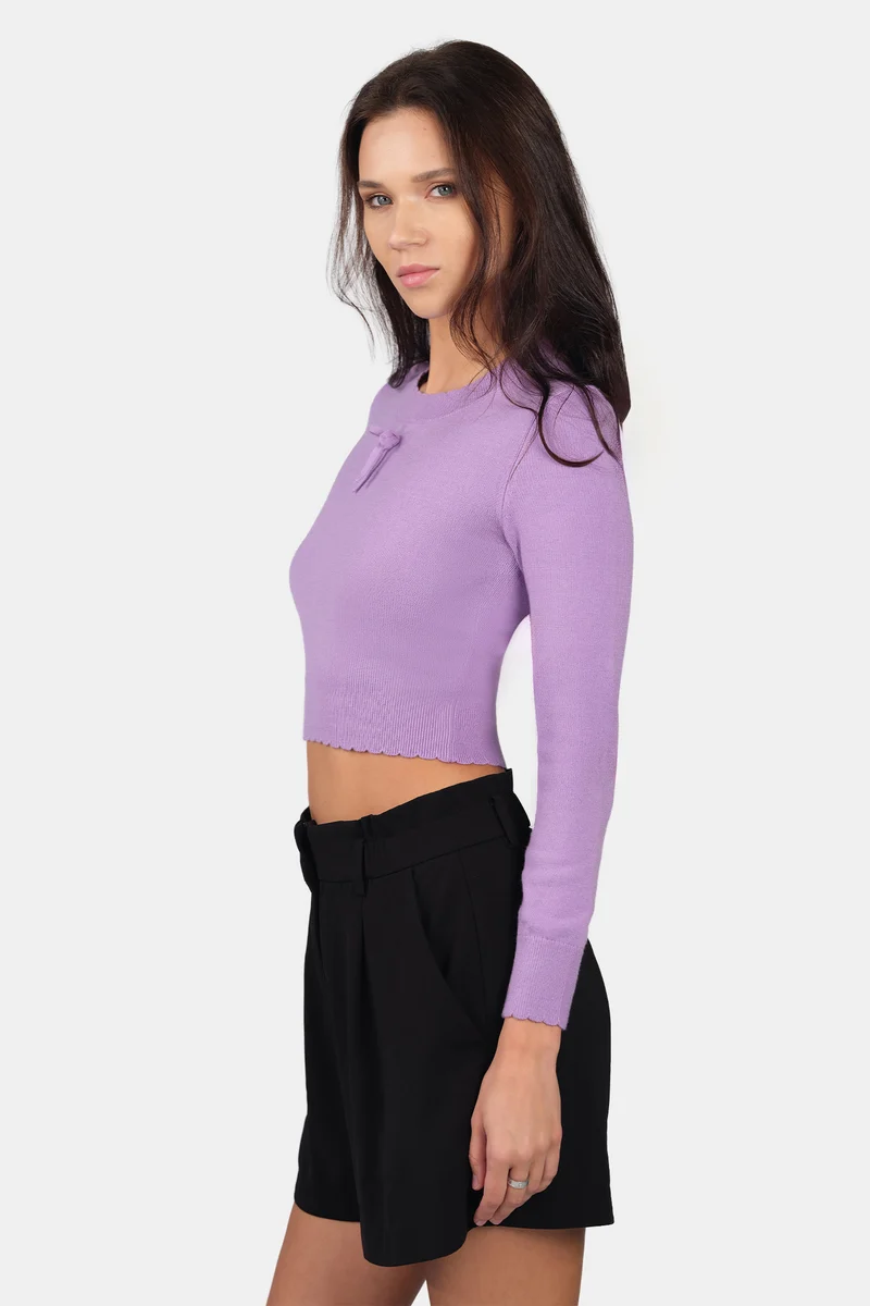Fila|Viscose Scallop Hem Crop Knit Top