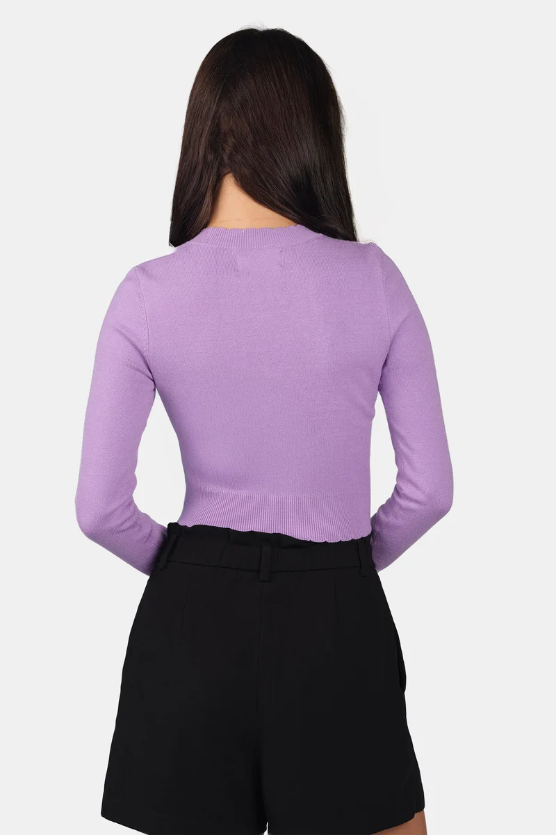 Fila|Viscose Scallop Hem Crop Knit Top