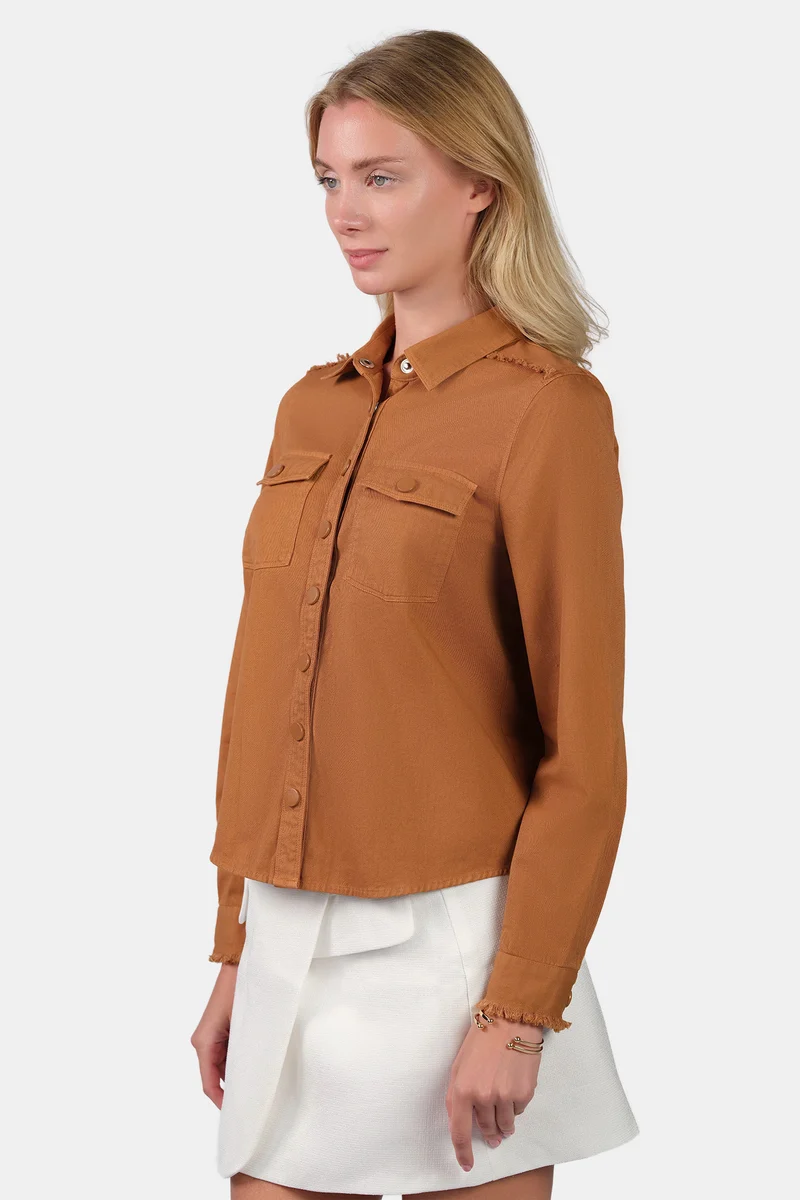 Iara|100% Cotton Flap Pocket Shirt