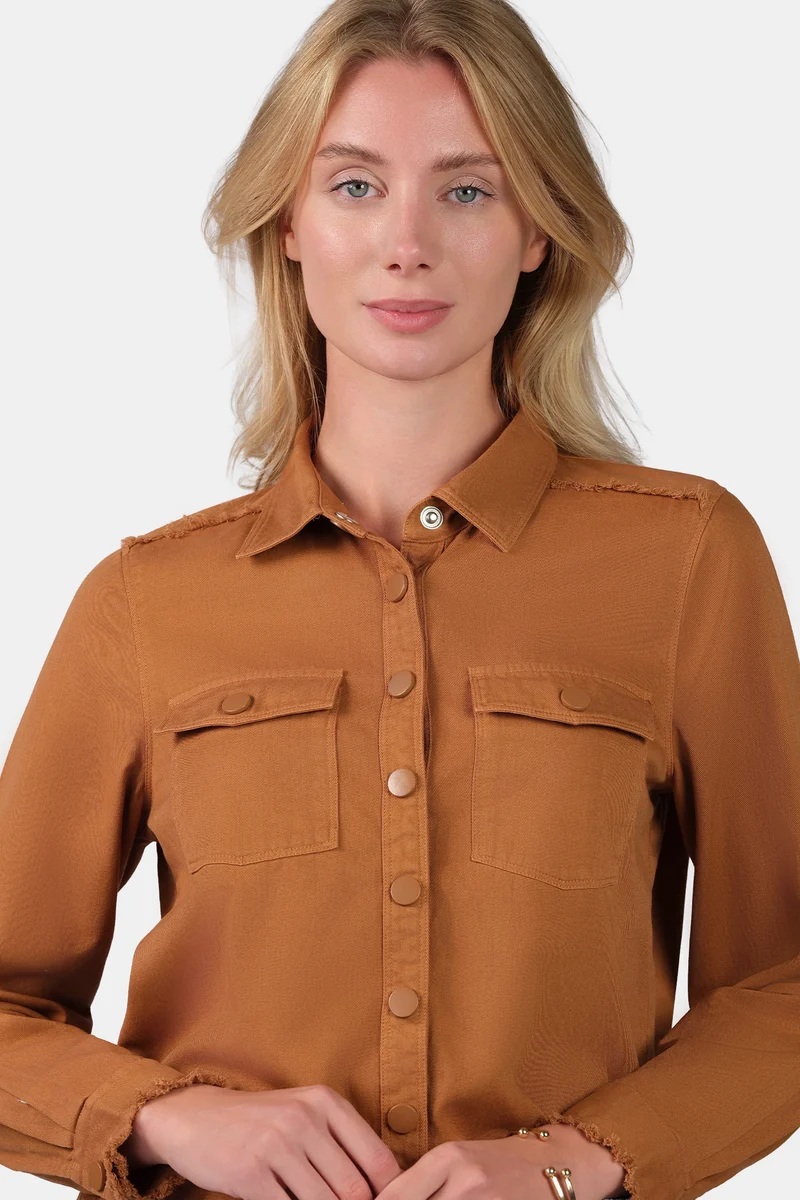 Iara|100% Cotton Flap Pocket Shirt