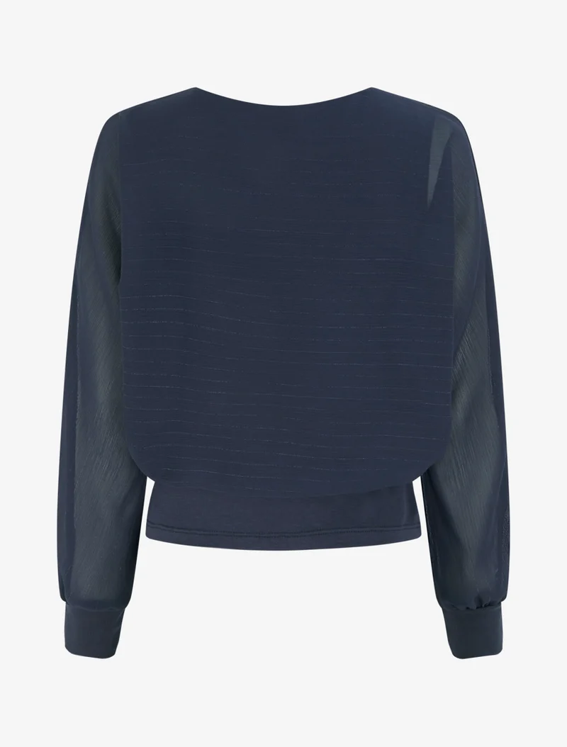 Top à manches style chauve-souris et détail irisé - Marine