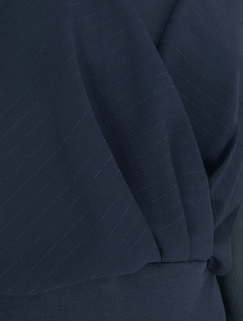 Top à manches style chauve-souris et détail irisé - Marine