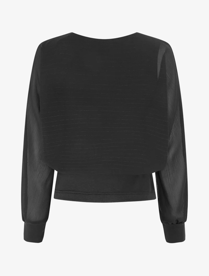 Top à manches style chauve-souris et détail irisé - Noir