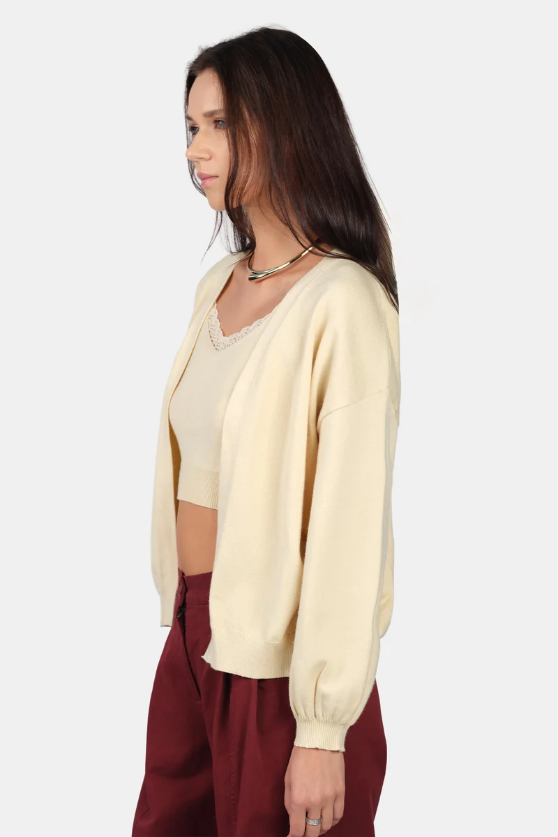 Zita|Viscose Lurex Relaxed Fit Open Knit Cardigan