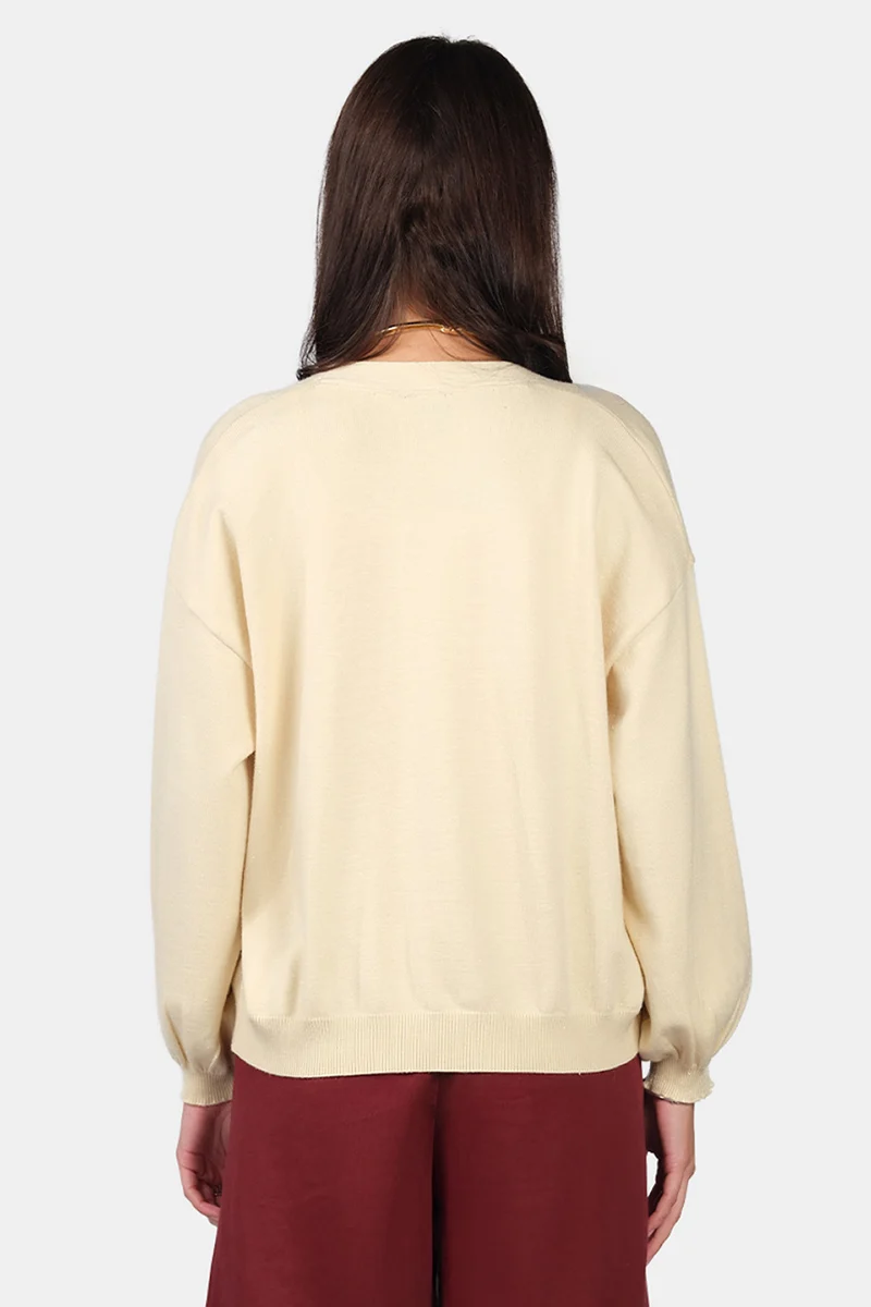 Zita|Viscose Lurex Relaxed Fit Open Knit Cardigan