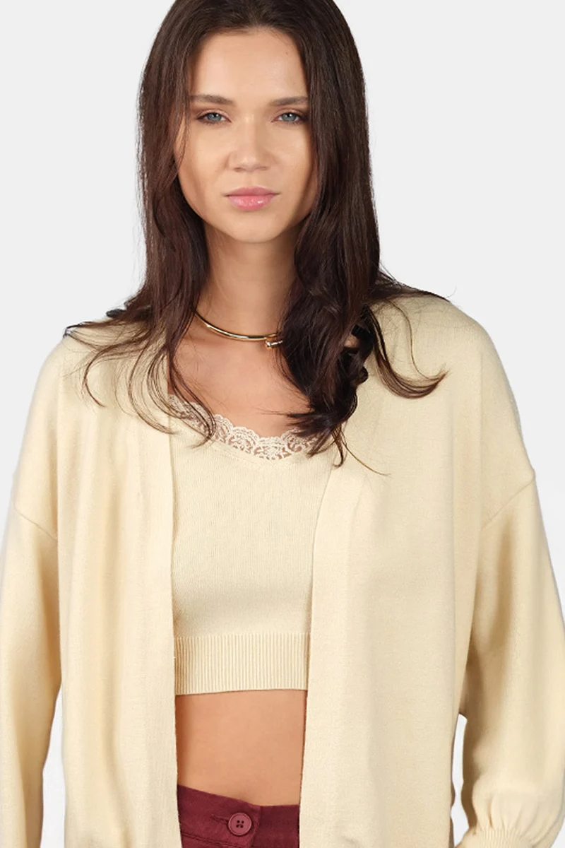 Zita|Viscose Lurex Relaxed Fit Open Knit Cardigan