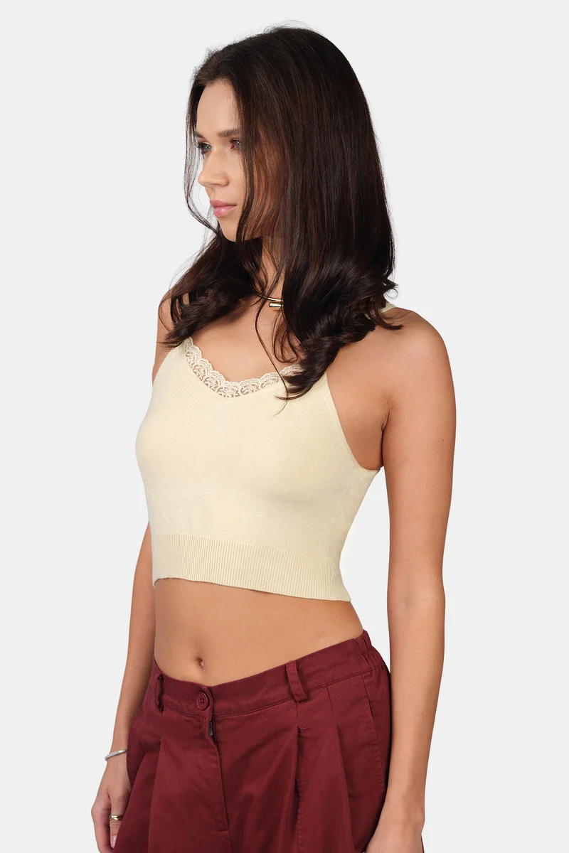 Zita Cami|Viscose Lurex Strappy Crop Knit Cami