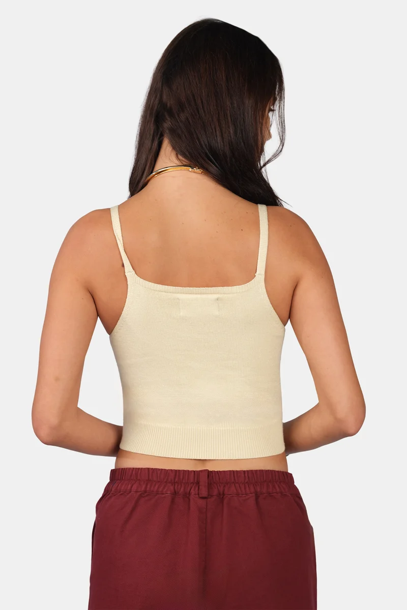 Zita Cami|Viscose Lurex Strappy Crop Knit Cami