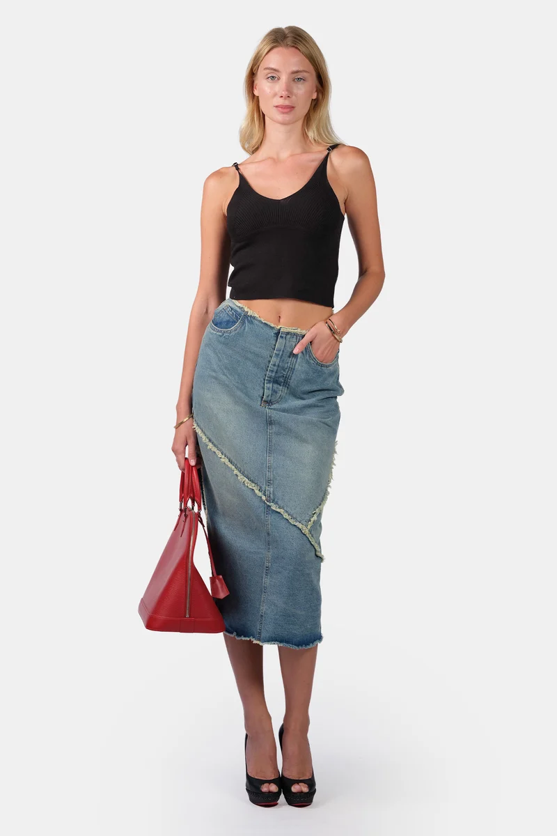 Ariey Cami|Viscose V-Neck Slim Fit Strappy Knit Cami