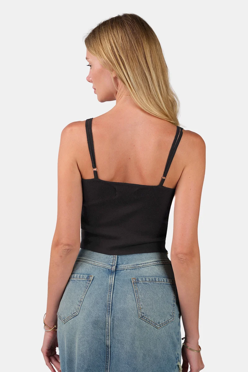 Ariey Cami|Viscose V-Neck Slim Fit Strappy Knit Cami