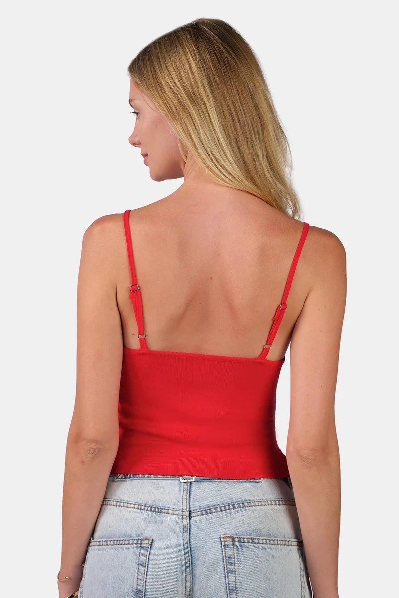 Lumi Cami|Viscose V-Neck Slim Fit Strappy Knit Cami