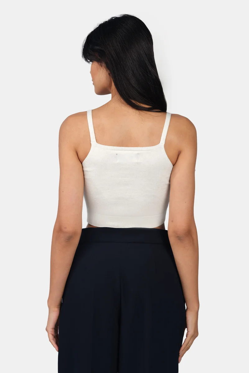 Lolo Cami|Viscose Lurex Strappy Crop Knit Cami